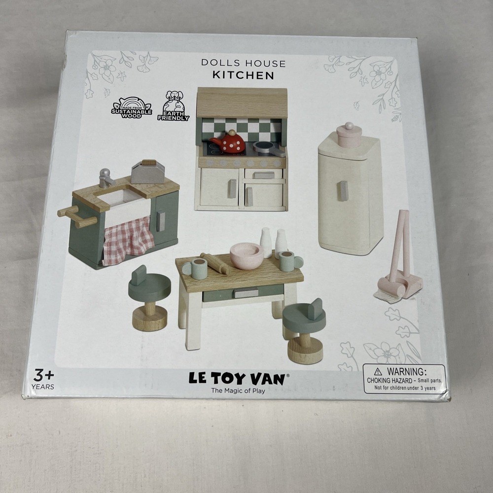 Le Toy Van Wooden Daisylane Kitchen Dolls House Accessories Play Set 18pc NEW